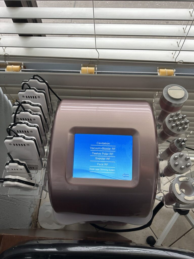 RF facial device being used for non-surgical facelift at Aesthetician Nasrin clinic